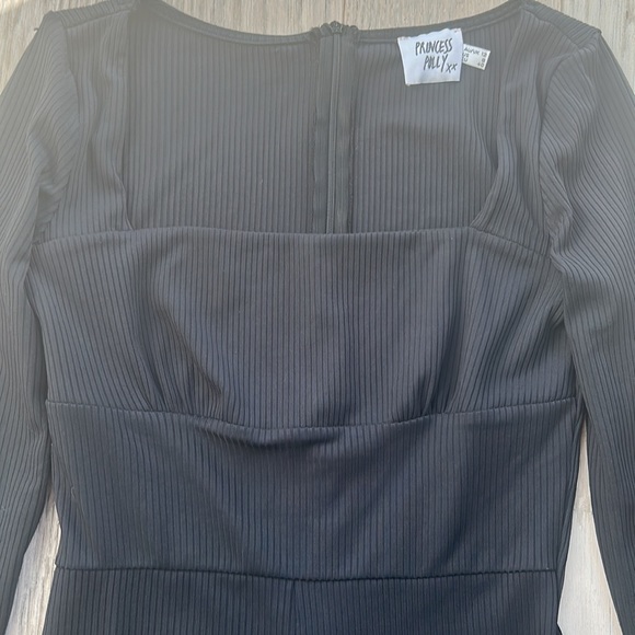 Princess Polly Sara Romper Black Ribbed Size 8 - Picture 3 of 5